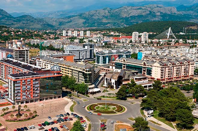 City streets and buildings in Podgorica