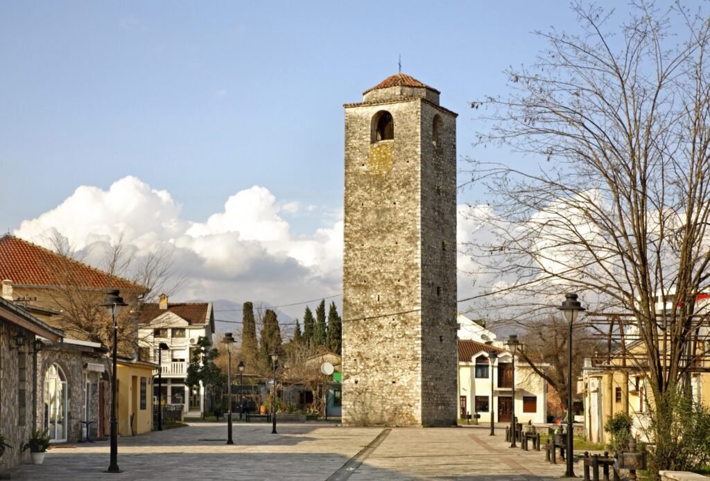 The clock tower and surrounding square in Podgorica